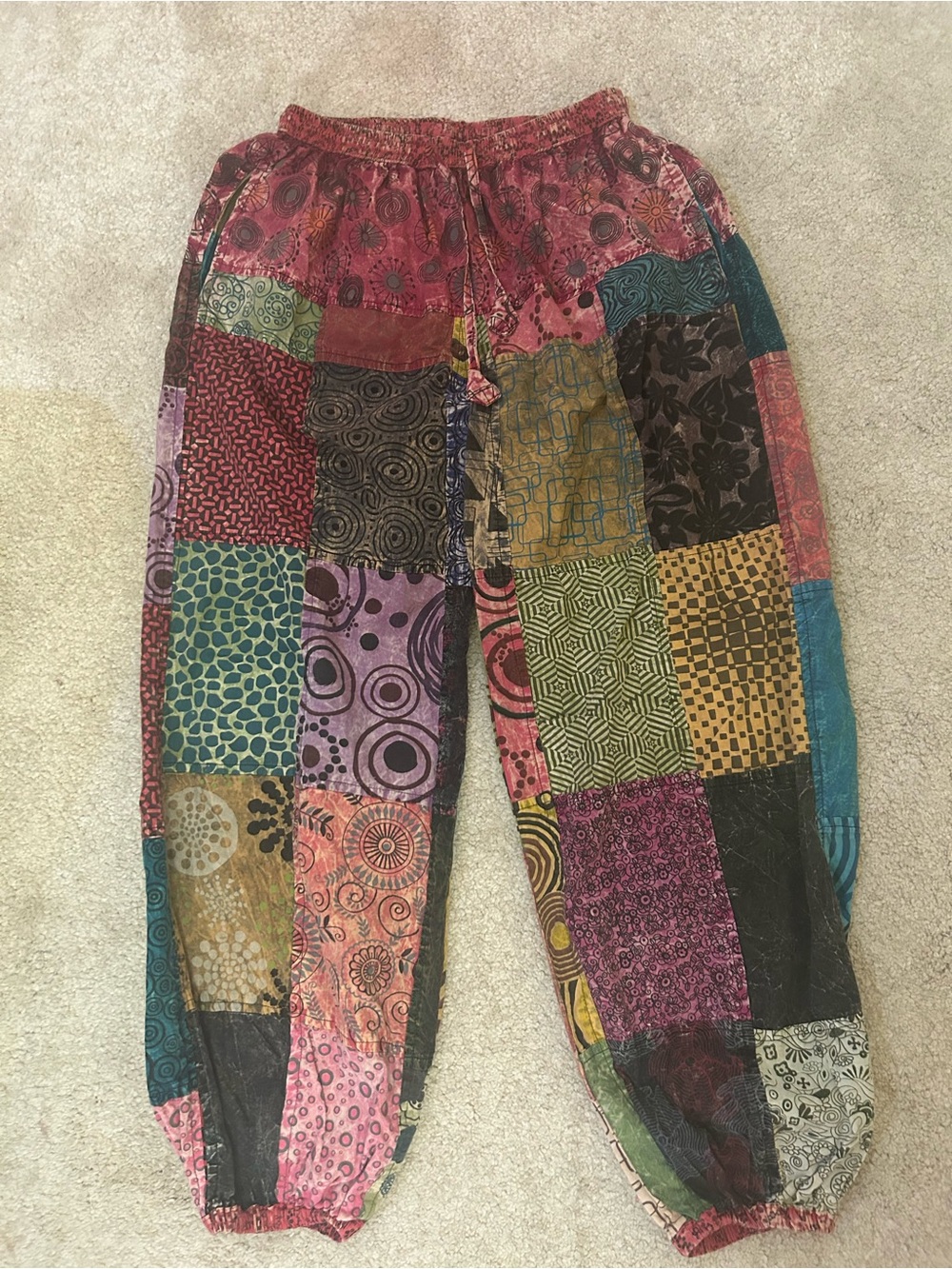 Shop Therapy Patchwork Style Elastic Waist Balloon Pants